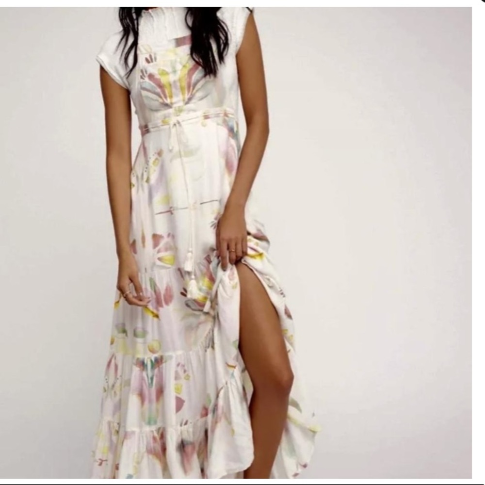 Free people watercolor floral maxi dress NWOT